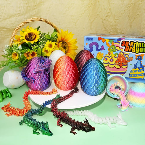8" 3D 3D Set Impossmaker Printed Easter Dragon Eggs with Printed Dragon Inside, Easter Basket Stuffers Mini Dragon Egg