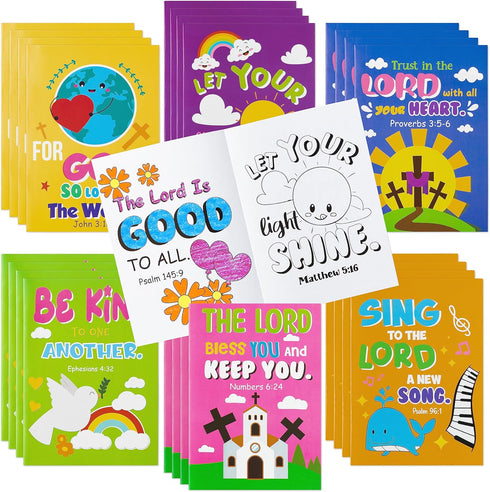 24Pcs Bible Coloring Books Religious Theme DIY Color-in Pages with Inspirational Words