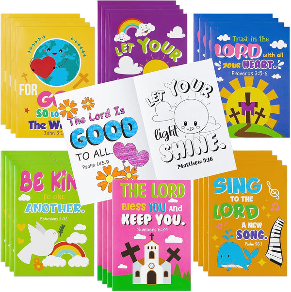 24Pcs Bible Coloring Books Religious Theme DIY Color-in Pages with Inspirational Words