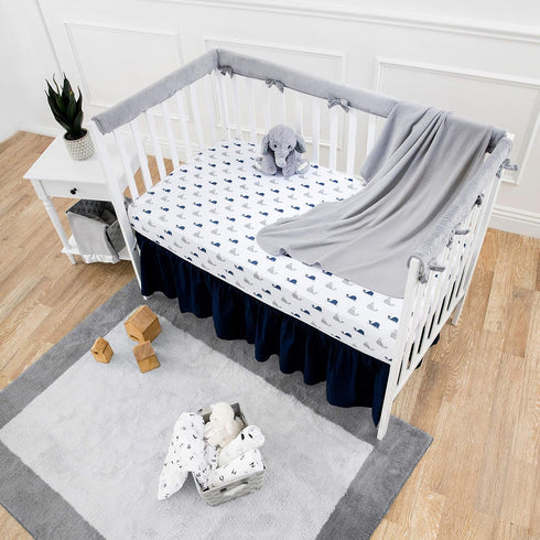 American Baby Company 100% Natural Cotton Fitted Crib Sheet 52" x 28", Navy Whale, Soft, Hypoallergenic Toddler Bed