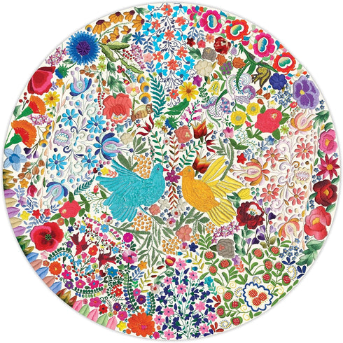 500 23" eeBoo Piece Puzzle - Blue Bird Yellow Bird Jigsaw Puzzle for Adults, Circular with Diameter Made with Recycled