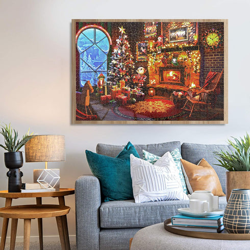 Lavievert Wooden Jigsaw Puzzles 1000 Piece - Christmas Puzzles for Adults and Kids, Fireplace, Christmas Tree, Stockings