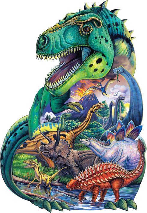 MasterPieces 100 Piece Shaped Jigsaw Puzzle for Kids - Dinosaur Days - 14"x19"