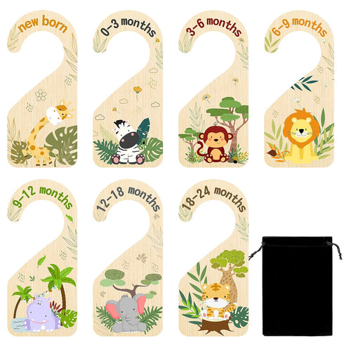 R HORSE 8Pcs Safari Baby Closet Dividers, Double Sided Nursery Hanger Dividers