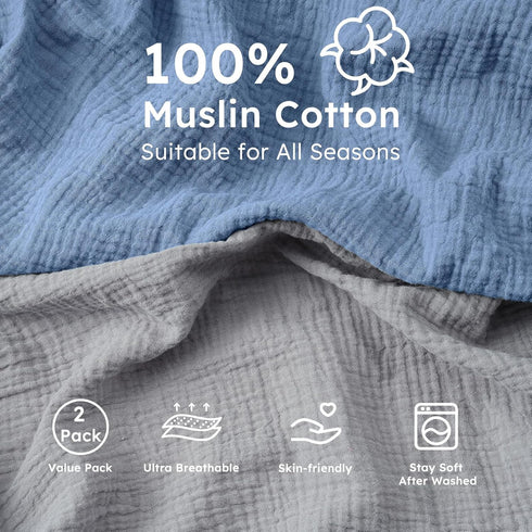 100% 2 Pack 52"x28" Yoofoss Muslin Crib Sheets for Boys Girls Cotton Fitted Baby Crib Sheet Soft and Breathable