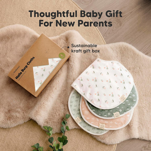 4-Pack Set KeaBabies Baby Burp Cloths Baby Girl, Boy - Organic Cotton Burp Cloth, Extra Large, Absorbent, Soft Burping