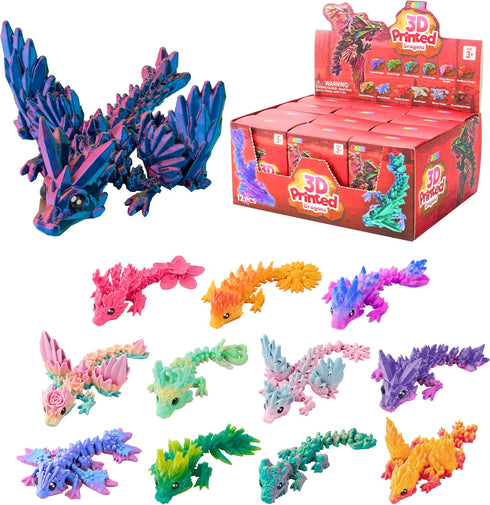 JOYIN 12 Pcs 3D Printed Dragon Blind Box Series, Mystery Box Party