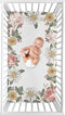 Sweet Jojo Designs Vintage Floral Boho Girl Fitted Crib Sheet - Blush Pink, Yellow Green Shabby Chic Rose Flower