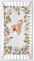 Sweet Jojo Designs Vintage Floral Boho Girl Fitted Crib Sheet - Blush Pink, Yellow Green Shabby Chic Rose Flower