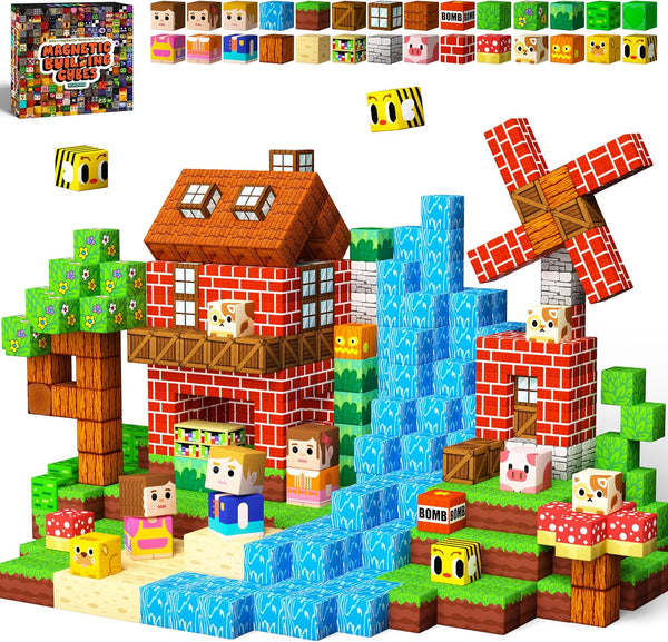 idoot 100PCS Magnetic Building Blocks for Kids, Magnetic Cube Game for Boys