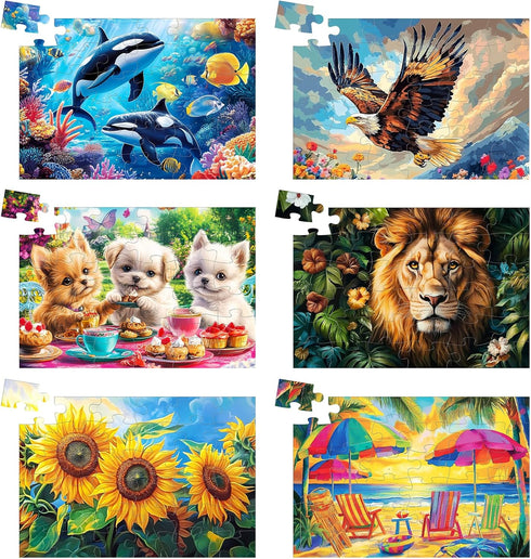 6 Pack 36 Large Piece Puzzles for Seniors, Dementia Alzheimer's Products Activities