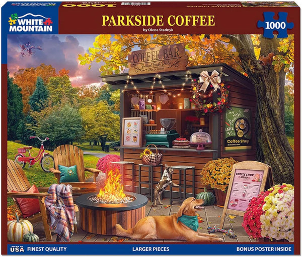 White Mountain 1000 Piece Jigsaw Puzzle Scenic Fall Coffee Puzzles with Large
