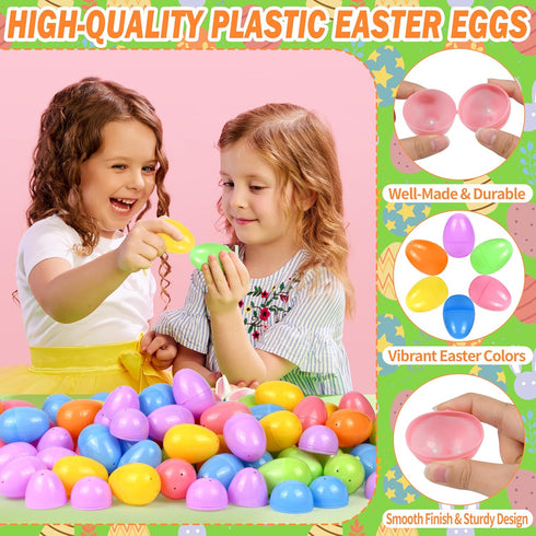 Lavwix 512Pcs 2.4" Pastel Easter Eggs, Fillable Plastic Easter Eggs Empty Colorful Eggshell Bulks for Easter Hunt