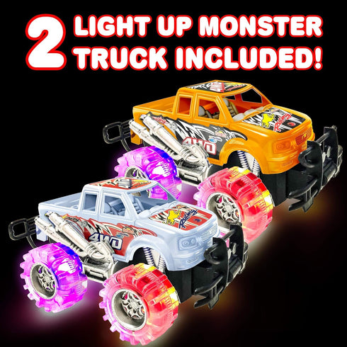 ArtCreativity Light Up Monster Truck Set - 2, 6 Inch Trucks with Flashing LED Tires, Best Gift for Kids
