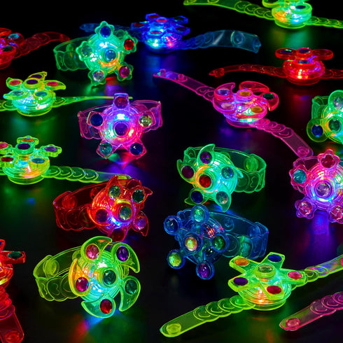 12 JOYIN Psck LED Light Up Fidget Spinner Bracelets, Glow in The Dark Fidget Party Favors for Kids, School Goodie Bags