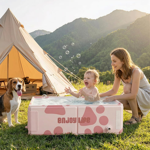 Wanchouse Collapsible Baby Bathtub for Newborn to Toddler, Foldable Toddler Bathtub with Drain Plug, Non-Slip Portable
