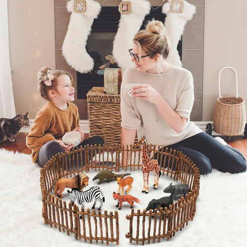Realistic Toy Fence, Large Corral Fencing Panel Accessories Playset, Farm Fence Toys for Barn Paddock Horse Stable Horses Figurines, Educational Gift for Kids Toddler