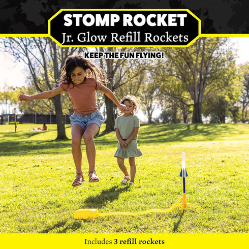 Stomp Rocket Jr Glow Rocket Refills - 3 Rockets for Soft Foam Rocket Launcher - Fun Outdoor Toys for Kids