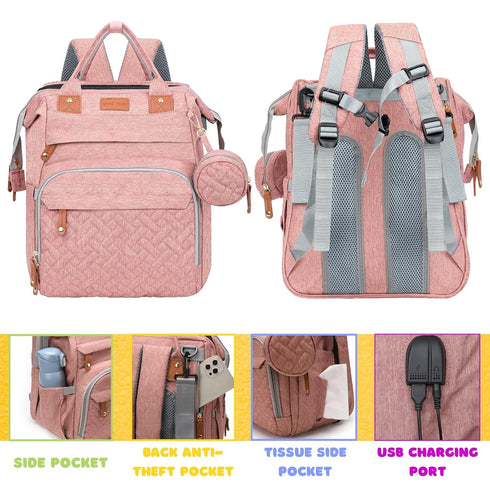 Shengmeister Backpack, Backpack Diaper Bag, Baby Essentials, Multi-functional Large-capacity Diaper Bag Best Gift