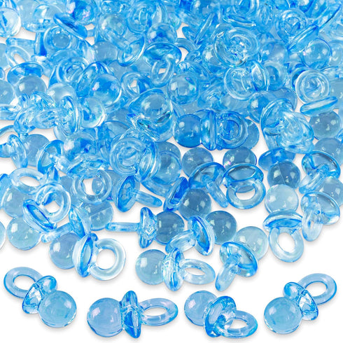 Super Z Outlet Mini Acrylic Baby Pacifiers for Baby Shower Decorations, 144 Pieces (Blue)