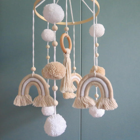 Bohemian Rainbow Baby Mobile for Crib - Neutral Nursery Decor