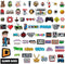 Video Game Themed Custom Vinyl Die-Cut Sticker Pack, Adhesive Decals for Laptop, Water Bottle, Journal, Phone (64 Pack)