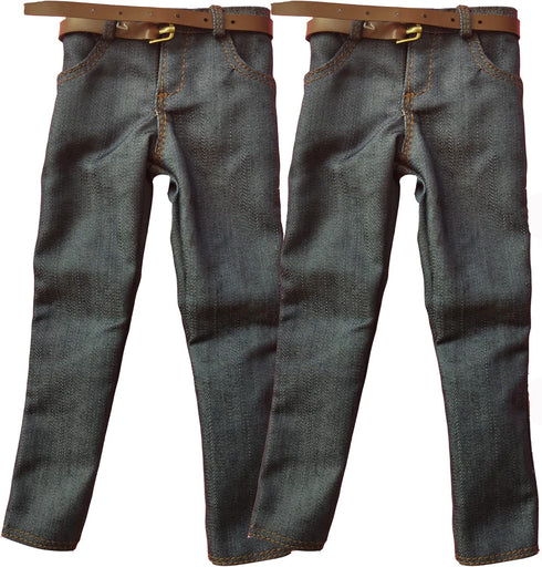 2X 1/6 Custom Scale Blue Jeans Pants for 12" Male Action Figure Doll Clothes