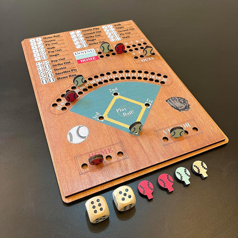 CBLKUS Baseball Dice Board Game,Fun Board Game with Dice,Wooden Baseball Games for