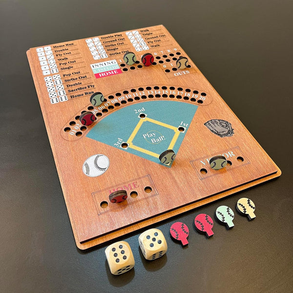CBLKUS Baseball Dice Board Game,Fun Board Game with Dice,Wooden Baseball Games for