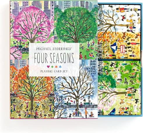 Galison Four Seasons Playing Card Set – 2 Standard Decks Featuring Unique Cityscapes and Landscapes