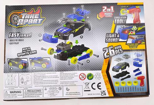 Take Apart Toy Racing Car, 2 in 1 Build Your Own Car, Gift for Children Construction Building Toys