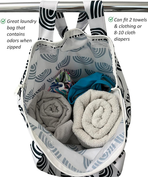 MOM & BAB Wet Bags for Baby Cloth Diapers, Wet Dry Bag for Breast Pump Parts, Bag for Wet Swimsuits and Towels (Rainbow