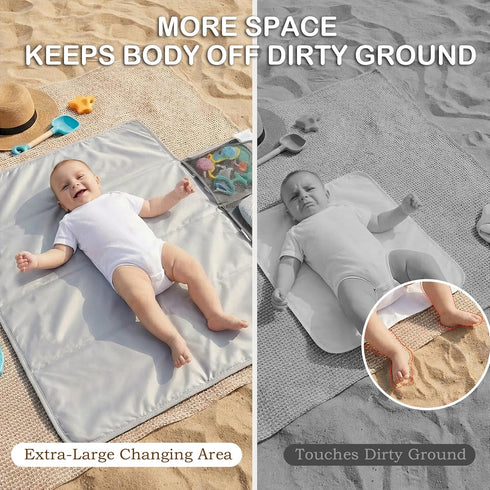 Large Portable Diaper Changing Pad - Waterproof Foldable Baby Travel Changing Mat with Storage Pockets & Wipes Bag