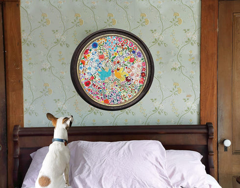 500 23" eeBoo Piece Puzzle - Blue Bird Yellow Bird Jigsaw Puzzle for Adults, Circular with Diameter Made with Recycled