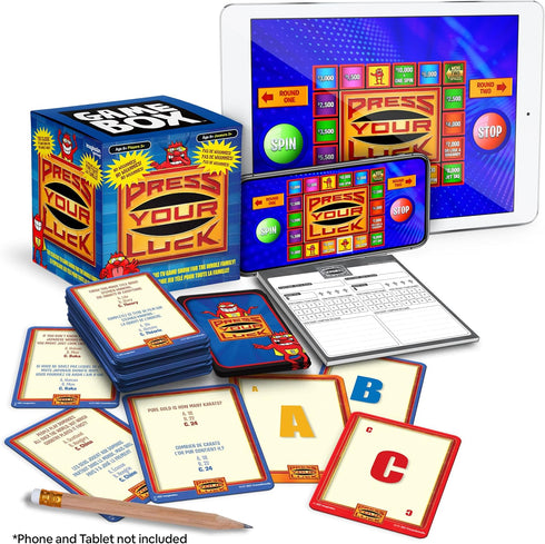 PRESS YOUR LUCK Game Box - Trivia, Tactics, Choices, & Chances - Classic TV Game Show for Family & Friends