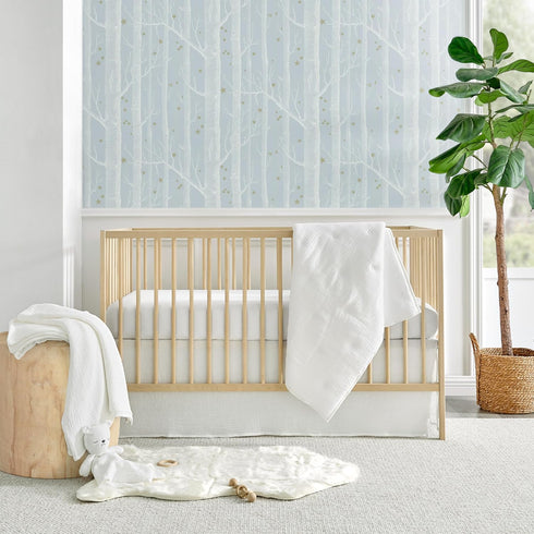 Set 100% Levtex Baby - Cloud Muslin Sheet Crib Fitted Sheet - Fits Standard Crib and Toddler Mattress - Solid - White