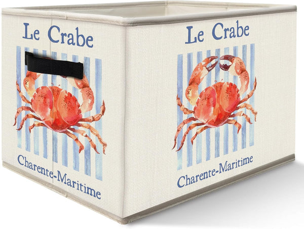 FDHSPAAM Coastal Beach Crab Storage Bins Box with Handles, Nautical Ocean Crab Collapsible