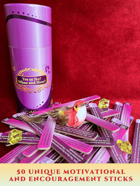 Yes or No? Oracle Sticks for Tarot Reading, 100 Inspirational Messages on 50 Fortune Telling Sticks, Fun Game