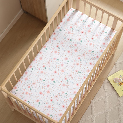 The Homistry 3-Piece Set Set The Hmistry Crib Bedding for Girls - Reversible Quilt, Fitted Sheet, Crib Skirt - Soft