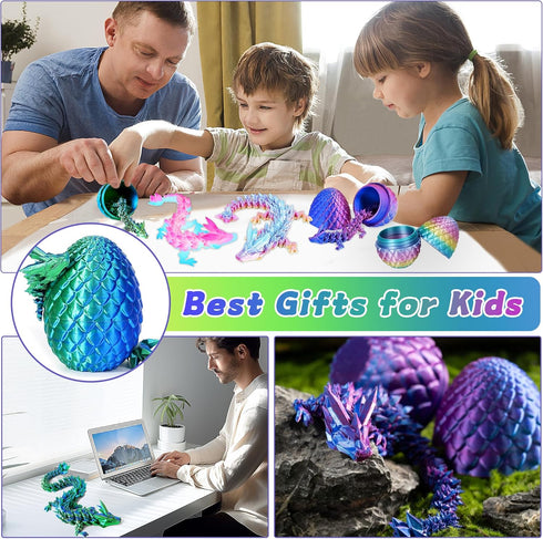 6PCS 3D 3D Set (6pc-a) JOD Printed Dragon Eggs with Dragon Inside Articulated Fidget Toys, Easter Dragon Eggs, Mystery