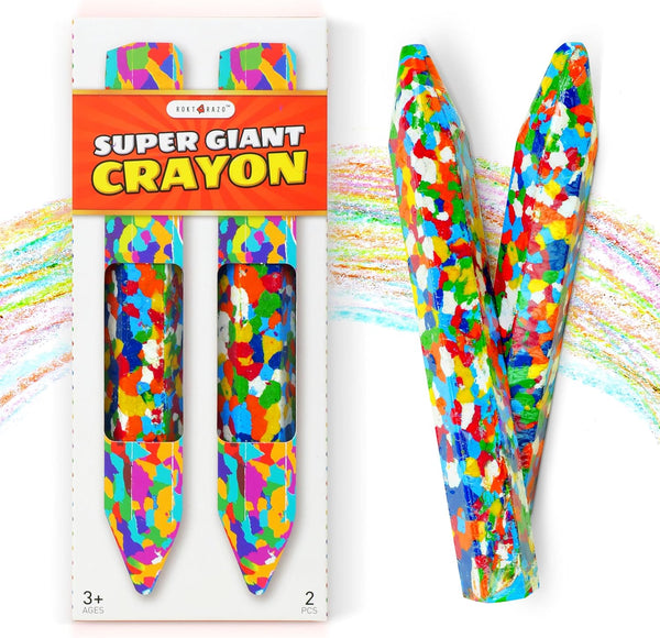 rokt&razo Multicolor Crazy Giant Crayon Pack, 2PC, 8 inches Long, Perfect for