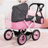 3+ Bayer Foldable Doll Stroller with Storage - Black, Pink & White Hearts Design for Kids