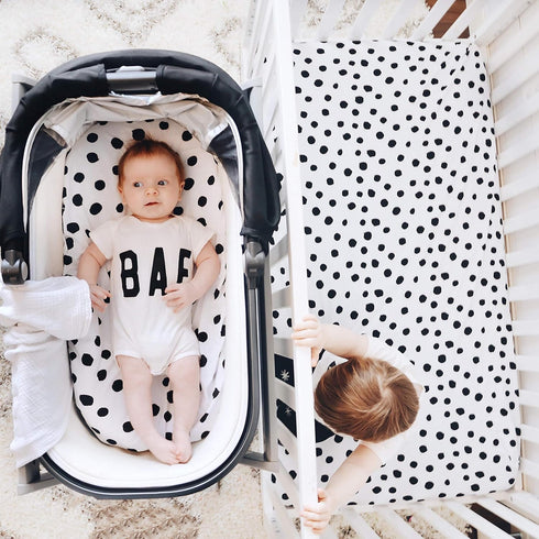 Bassinet Sheet Set 2 Pack - 100% Jersey Cotton Black and White Abstract Stripes and Dots by Ely's & Co