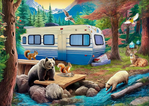 Forest Bear Adventure - 300 Pieces Jigsaw Puzzles for Adults & Kids Ages 6-12 - Large Piece Puzzles for Seniors