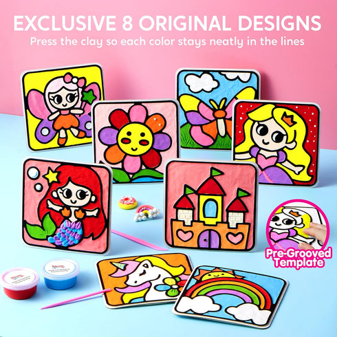 8 4-9 JOVA Klever Kits Air Dry Clay Painting, Air Clay Kit for Kids, Pre-grooved Filling and Original Designed Boards