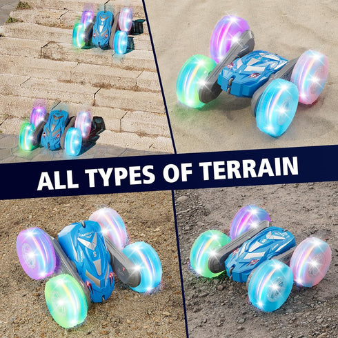 6-12 4WD 360 Amicool Remote Control Car for Boys with Flashing Lights Double-Sided Flip Stunt RC Car | Birthday Indoor