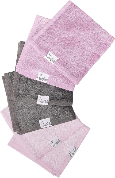 Copper Pearl 6 Ultra Soft Baby Bath Washcloths - Premium Large Soft Lily Towels (Purple/Lavender/Gray, 11" x 11")