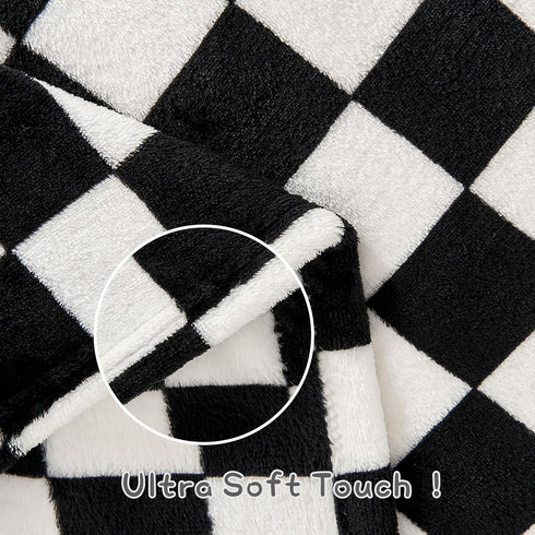 Checkered Fleece Baby Blanket, 30''x40'', Ultra Soft Cozy Receiving Blankets for Boys Girls Infant Toddler Crib Stroller
