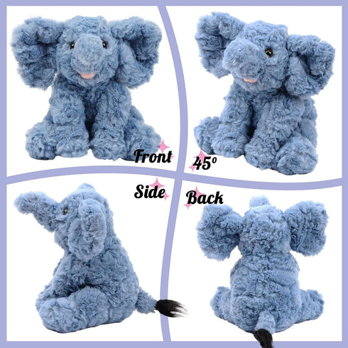 Hopearl Adorable Plush Calf Elephant Toy - Floppy Elephish Ultra Soft Stuffed Animal - Blue, 9''