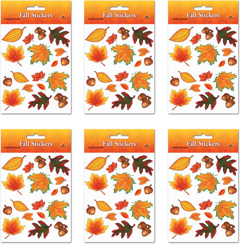 Beistle Fall Leaf Stickers, Pack of 6